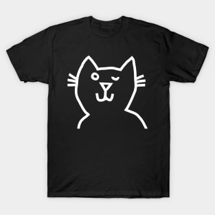 Cat Wink Minimalist Design T-Shirt